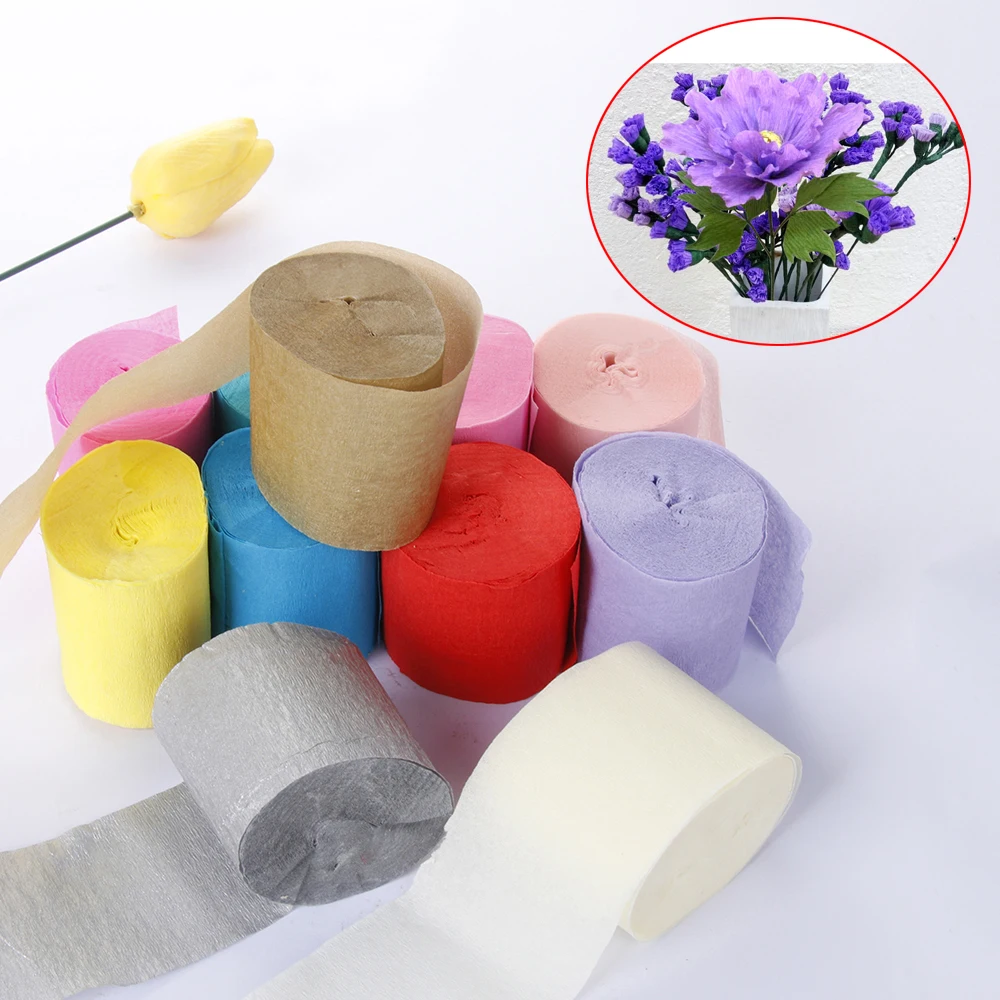 

New DIY Craft 4.5*100cm 1 Roll Origami Crepe Paper Wrinkled Paper Roll Wedding Party Decoration Handcraft Flower Packing Gifts