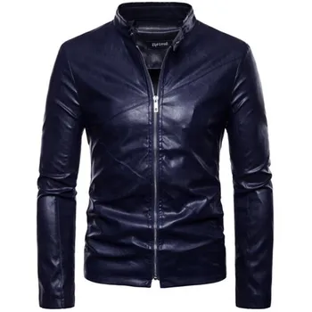 

Fashion Jacket Autumn Motorcycle PU Leather Male Winter High Quality Bomber Jackets Outerwear Faux Leather Coat Blue Gray Black