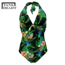 Bañador Sexy de talla grande para mujer, traje de baño de una pieza, monokini, con lunares y escote profundo, traje de baño brasileño