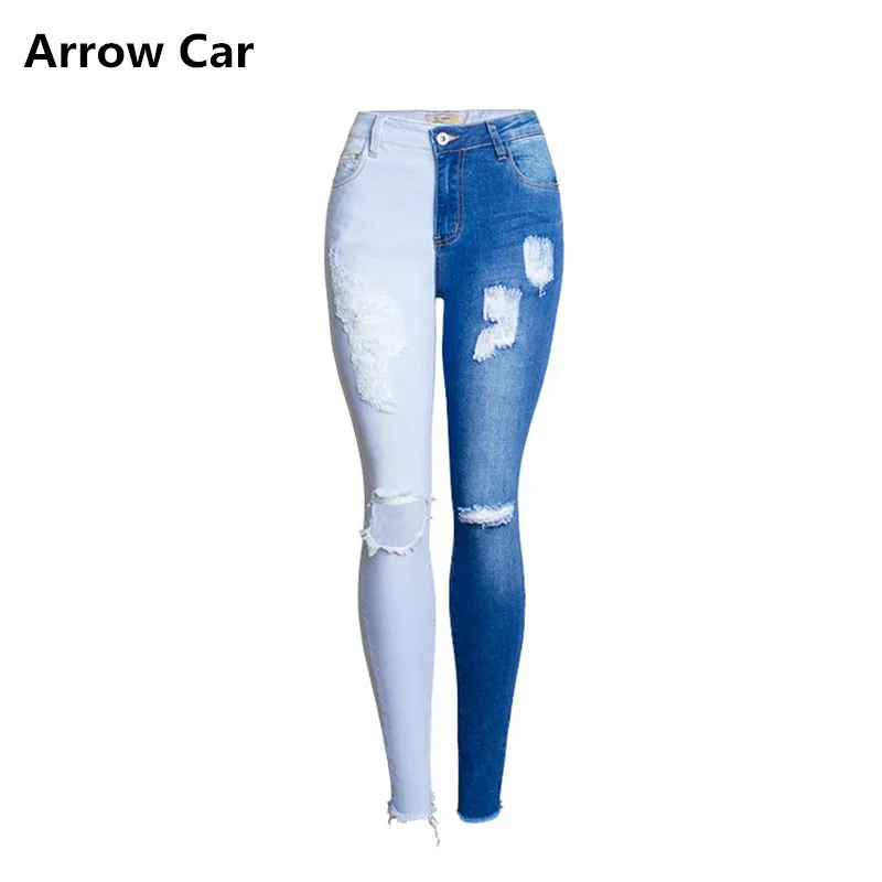 color block skinny jeans