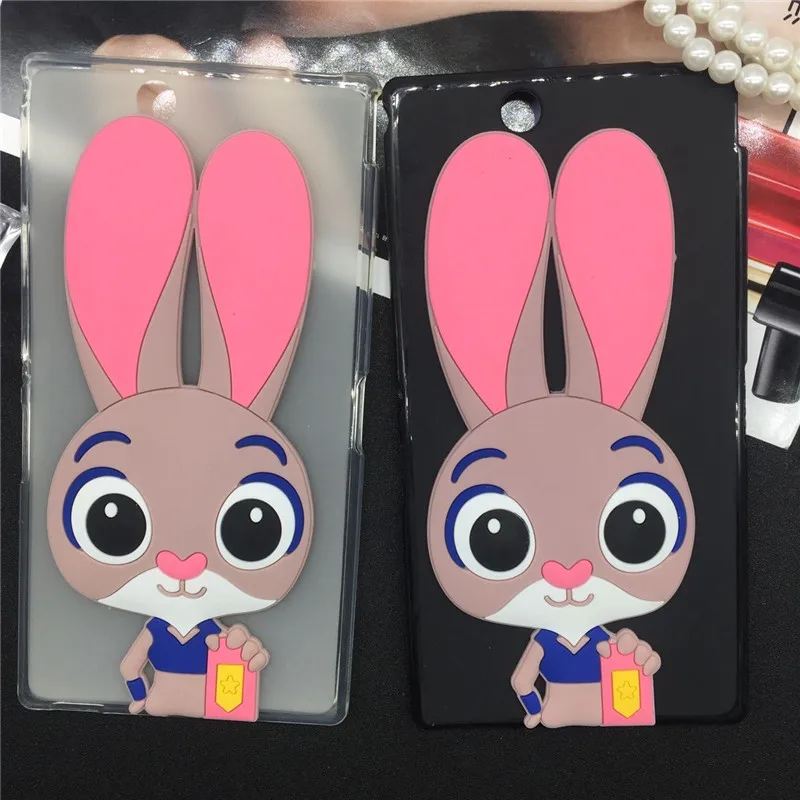

Lovely Cartoon Rabbit Case for Sony Xperia Z Ultra XL39h C6802 C6833 C6806 Soft TPU Phone Cases Back Cover 3D Funda Pink Coque