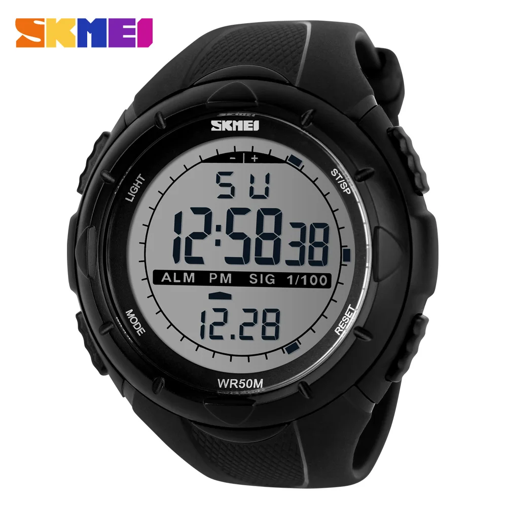 Бренд Skmei мужские светодиодный цифровые военные часы, 50 м Дайвинг-Платье Спортивные часы модные спортивные часы для улицы наручные часы - Цвет: black