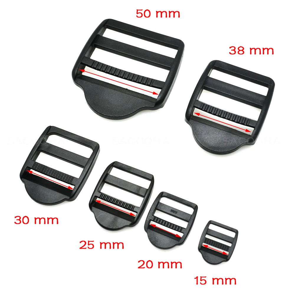 Ladder Lock Slider Plastic Buckles Backpack Straps bin 15mm 50mm