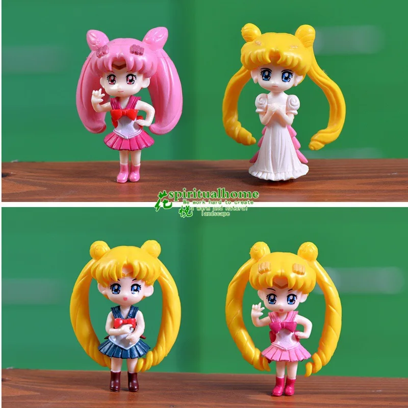 

4 PCs Microscape Staircase Long Hair Beauty Moon Hare Animation Doll Cake Stack