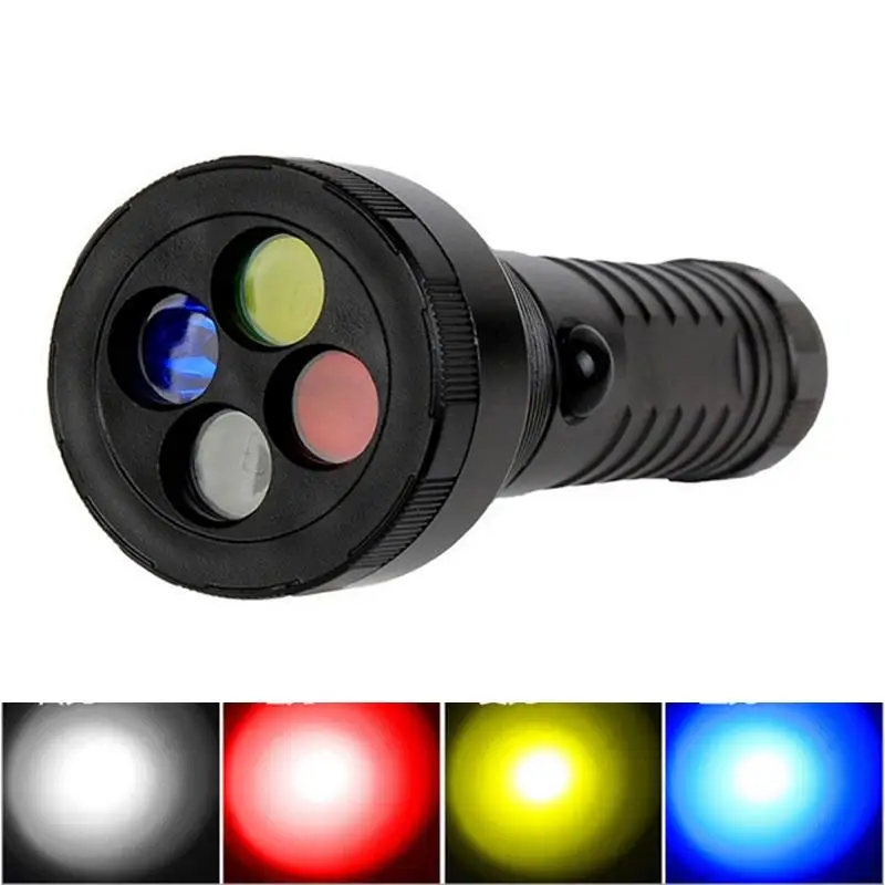 

High Power 4 Color LED Flashlight filter signal torch Lnaternas filter Emergency Signal Light T6 3800 Torch Flashlight