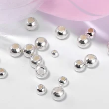 2-5MM 925 perles rondes en argent sterling perles entretoises résultats de bijoux accessoires perle en argent pour bracelet et collier fabrication de bijoux