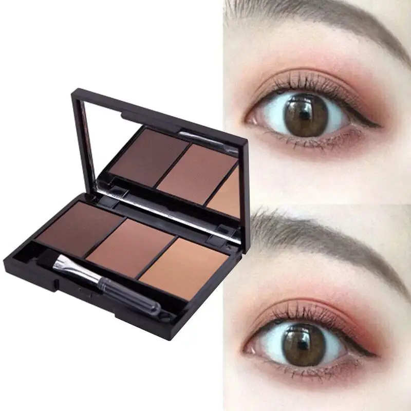 3 Colors Eyebrow Powder Palette Waterproof Shade For Eyebrows Enhancer Cosmetic Brush Mirror Box Makeup Tools