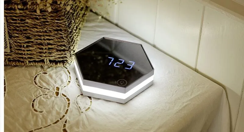 Творческий Многофункциональный зеркало часы стильный минималистский световой спальня часы Night Light Touch будильники