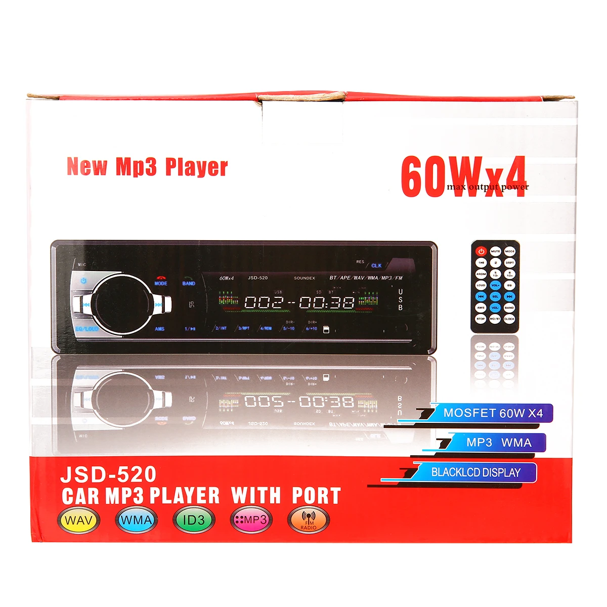 JSD-520 24V Digital Bluetooth Car MP3 Player 60Wx4 FM Radio Stereo Audio USB/SD Support MP3/WMA Volume Control Clock Mayitr