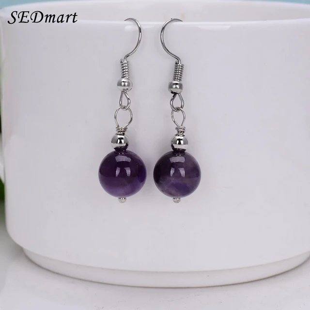 Sedmart Handmade Simple Natural Semi Precious Stone Dangle Earrings Sedmart Handmade Simple Natural Semi Precious Stone Dangle Earrings White Bead Drop Women Gift
