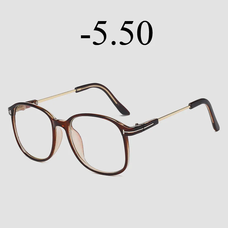 Iboode диоптрические-1,0 до-6,0 очки для близорукости ретро унисекс готовые очки для близорукости мужские и женские винтажные круглые короткие очки для коррекции зрения - Цвет оправы: Brown -5.5