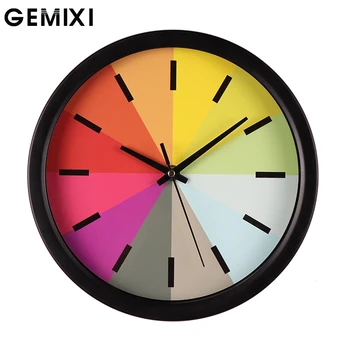 

New Wall Clocks Watch Rainbow colorful Murale Diy plastic and metal sticker Large Home Circular Needle Modern Office 1O23