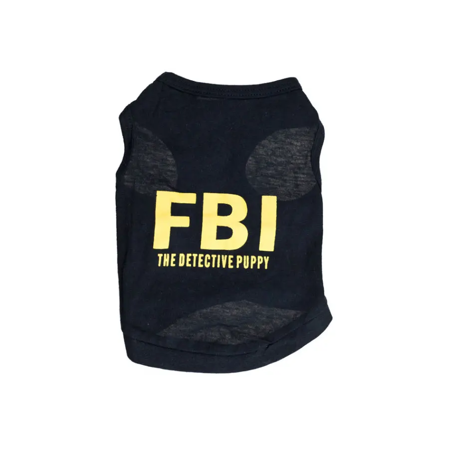 FBI креативный жилет для собак, хлопок, черная рубашка для кошек, весна-лето, футболка для собак, Детективная одежда для щенков, кошек, для домашних животных, XS-L