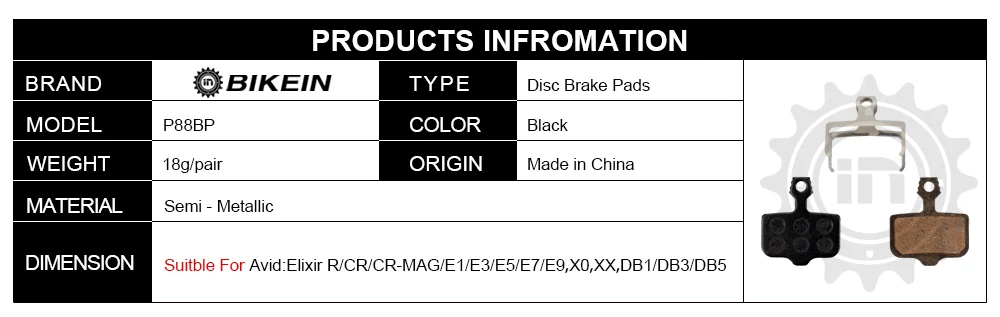 BIKEIN 1 пара велосипедная дорога/горный велосипед дисковые Тормозные колодки для SRAM X0 XX DB1/3/5 MTB AVID Elixir R/CR/CR-MAG/E1/3/5/7/9