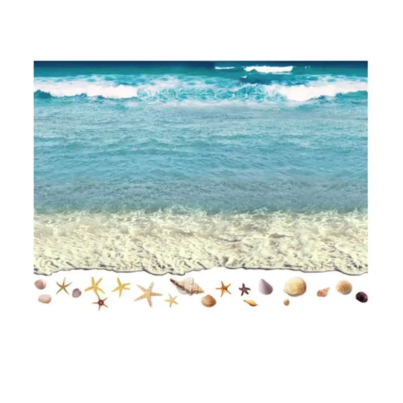 

3D PVC Waterproof Beach Surf Floor Wall Sticker Removable Splicing Decals 9choices available high quality beautiful pattern