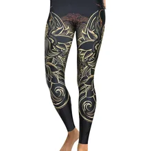 JIGERJOGER, Осенние леггинсы с принтом золотой рыбки лотоса, 4XL, XXXL, XXL, плюс размер, для тренировок, для женщин, ropa deportiva mujer, эластичные штаны для йоги