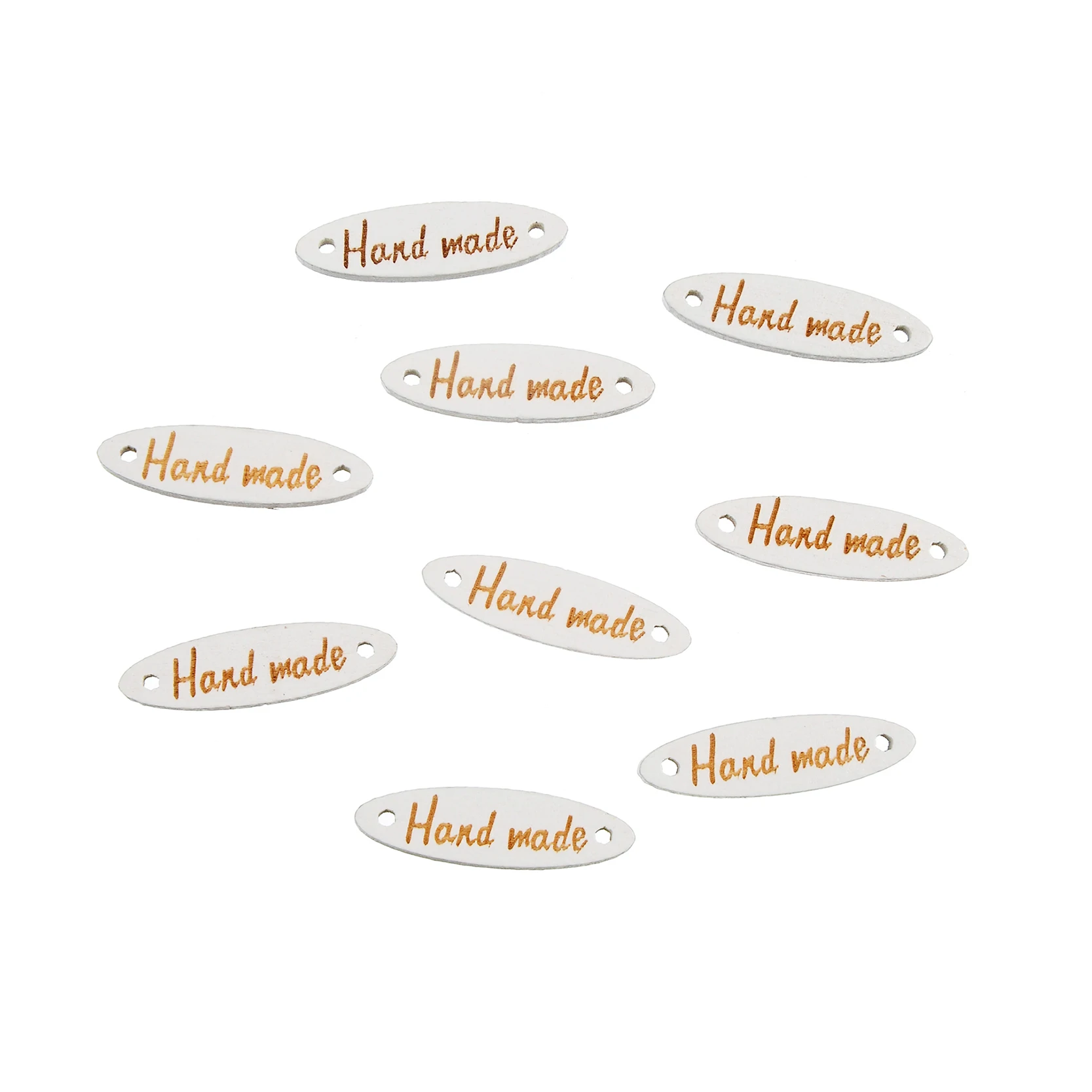 

100 Pcs Handmade Buttons Wood Buttons Painting With "Hand made" 2 Holes Connectors Sewing Buttons Scrapbooking 28x8mm