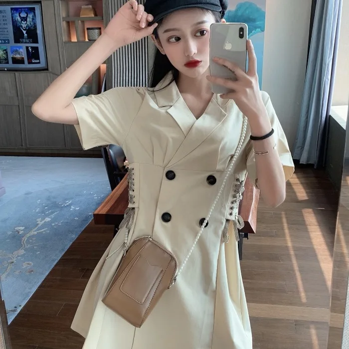 vintage a-line button notched women dress Women's Clothing dresses new
hot fashion brand summer mini-dress vestidos verano 2019