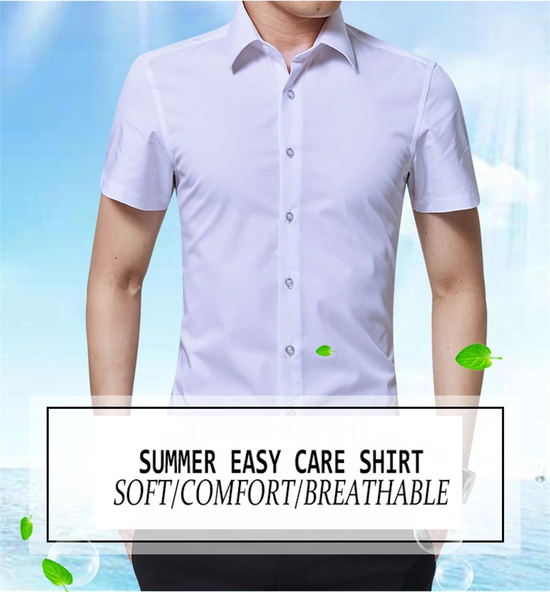 BROWON Brand New Formal Shirt Men Short Sleeve Shirt Turn Down Color Slim Fit Casual Shirt Plus Size M-5XL Camisa Masculina01