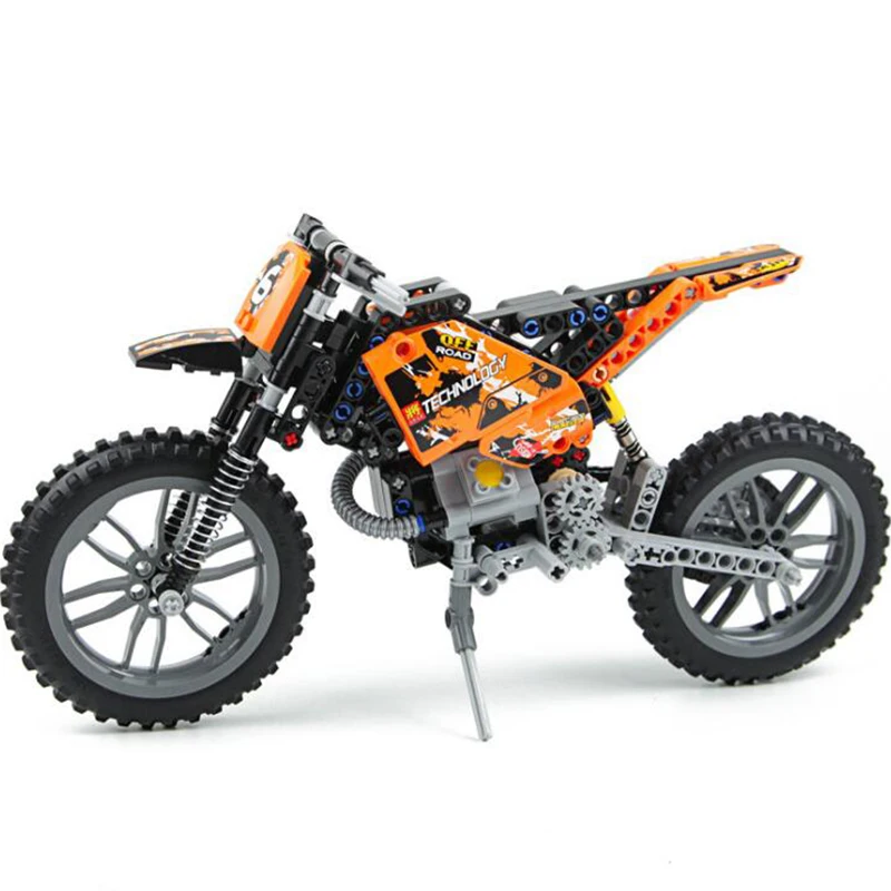 Cena 253 sztuk technic serii motocyklowe klocki do budowy maszyn grupa motocross bicks 2 w 1 model motocykla zabawki dla dzieci prezent