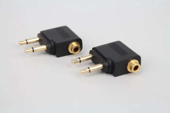 3 5 Jack Gold plated Airplane Headphone Audio Converter Connector Double 3 5mm Mono Plug to 3 5mm Dual Channel Stereo Jack