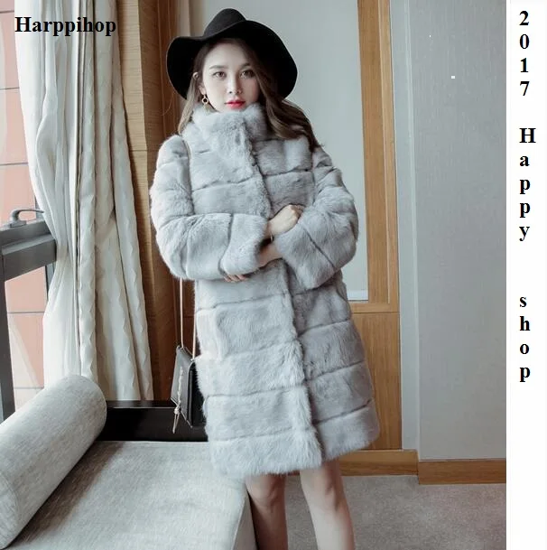 Модное длинное пальто с натуральным кроличьим мехом без капюшона, женские зимние слипоны, очень длинное меховое пальто из натурального меха, женские куртки