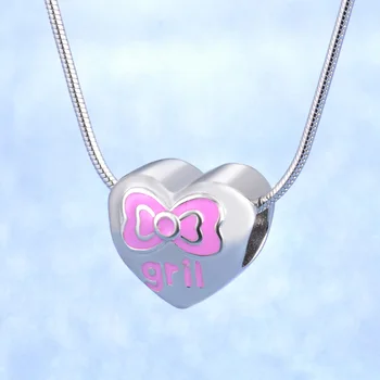 

Heart Shape Butterly Pattern Design Enamel Pink Color Very Popular Jewelry S925 Sterling Silver Snake/Cross Chain Necklace