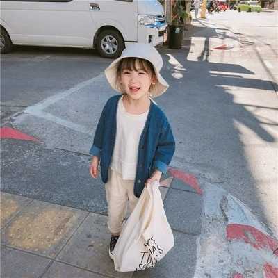 

Kids Clothes For Spring Boys And Girls Japanese Style Kids Cardigan Coat Denim Jackets For Girls Pure Color Jacket For 24M-6T
