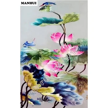

Diy Diamond Cross Stitch Lotus Painting Diamond Embroidery Square Diamond Mosaic Picture Home Decoration BEC020