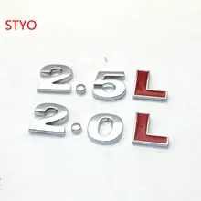 STYO 2.0L 2.5L 2,5 T 2,0 T литры для двигателя автомобиля, хромированная металлическая наклейка для стайлинга, 3D украшение для автомобиля