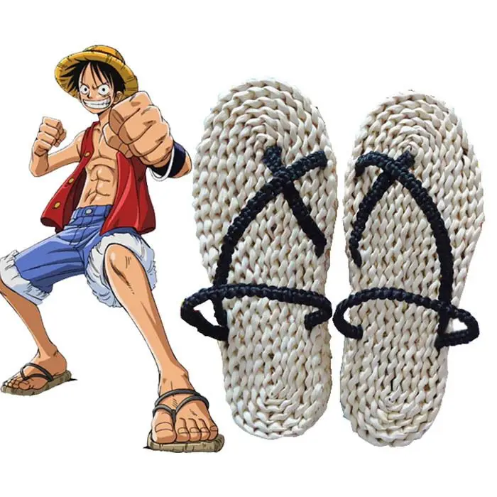 

Free Shipping Anime One Piece Monkey D Luffy Cosplay Costume Straw Shoes Handmade Sandals Slippers 62101