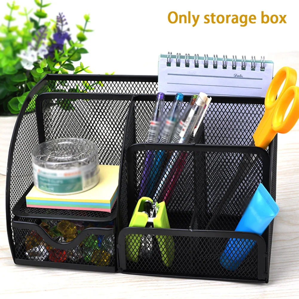 

Container Desk Organizer Stationery Office Pen Multi-functional Mesh School Box Supplies Holder Metal