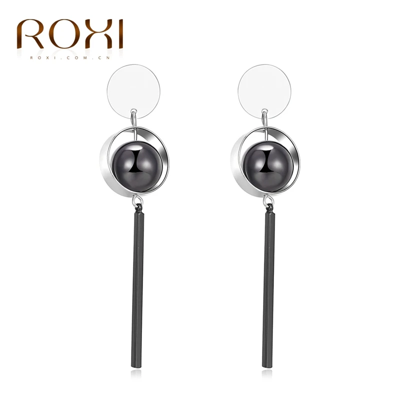 

ROXI New Dangle Earrings Black Imitation Pearls Unique Engagement Fashion Jewelry Romantic Mother's Gift Crystal Earrings
