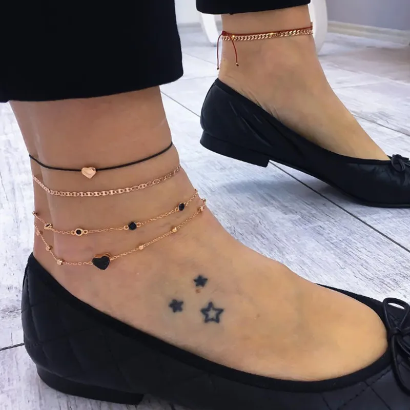 Anklet For Women Summer Holiday Golden Color Love Heat Design Multi-layer Foot Jewelry Gift For Friend Dropshipping Anklet For Women Summer Holiday Golden Color Love Heat Design Multi-layer Foot Jewelry Gift For Friend Dropshipping