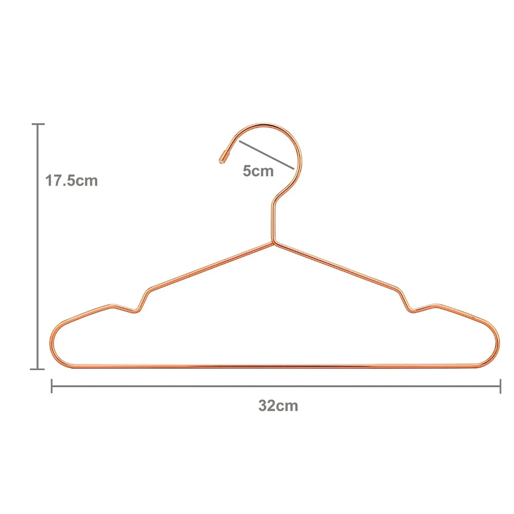 Hangerlink 32cm Children Rose Gold Metal Clothes Shirts Hanger with Notches, Cute Small Strong Coats Hanger for Kids(30 pcs/Lot)