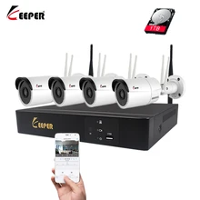 Keeper 4CH WiFi NVR KIT Wireless CCTV System 1080P 2MP Sony IMX323 Video IP Cameras Double Antennas Outdoor Bullet IR Camera