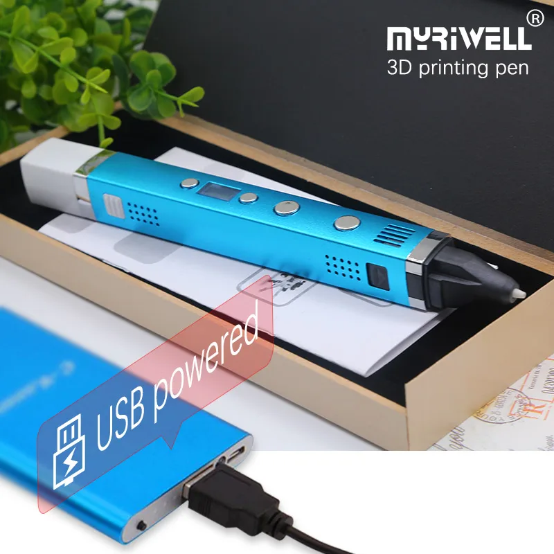 myriwell 3d pen RP100C+PLA 1.75mm filamen 3d print pen metal shell USB power compatible ABS PCL PLA 3 modes