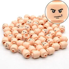 50 шт./лот, мини-головки, с принтом, для лица, для MOC, цвет лица, блоки, Строительные кирпичи, игрушки для детей