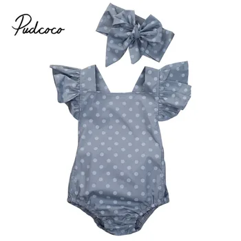 

pudcoco 2019 Baby Girl Boy Clothes Bodysuit Newborn For Kids Costume Dot With Headband Children Toddler Tiny Cottons