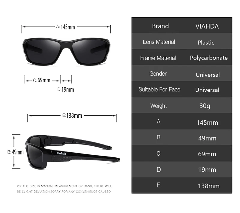 VIADHA Sunglasses Men's Polarized Driving Sport Sun Glasses For Men Women Color Mirror Luxury Brand Designer