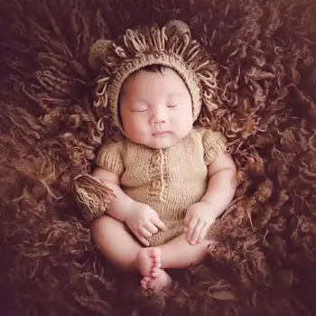 

Kids Romper Baby Jumpsuit Bodysuit with Hat Knitting Sweater Photo Props Newborn Baby Cute Crochet Knit Costume