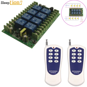 

Sleeplion 110V 8 CH Wireless Remote Control LED Light Switch 220V Relay Output Radio RF Transmitter 315/433 MHz Receiver