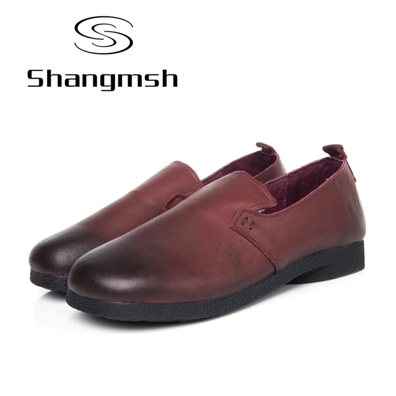 Shangmsh Moccasins For Women font b 2017 b font Autumn Genuine Leather Cow Muscle Women s