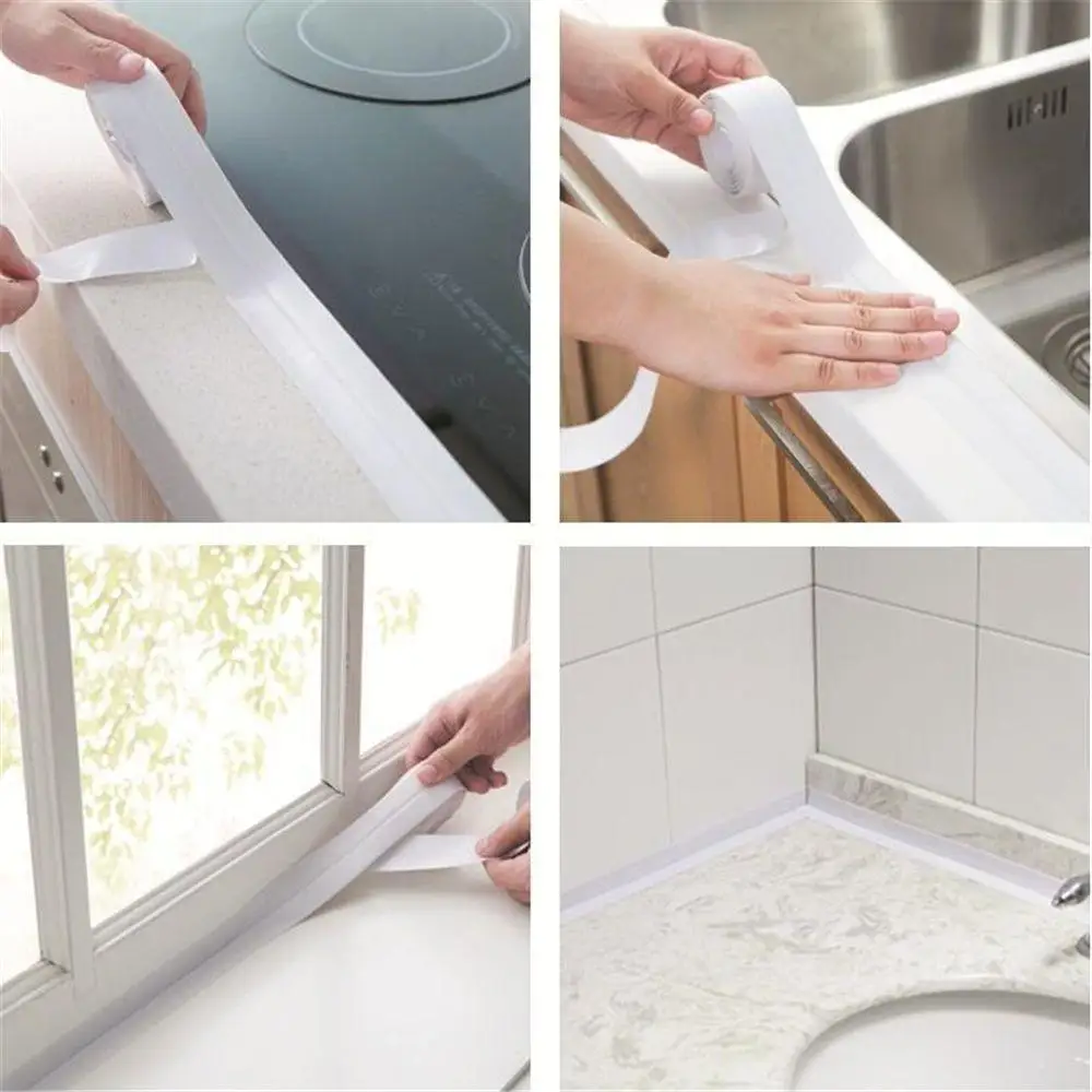 Sealing Strip Waterproof Wall Caulk Strip White Kitchen Sink Tile