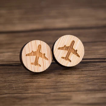 

Classic Transport Plane Earings Christmas Birthday Jewelry Gifts Simple Airplane Shaped Wooden Stud Earrings for Women Kids