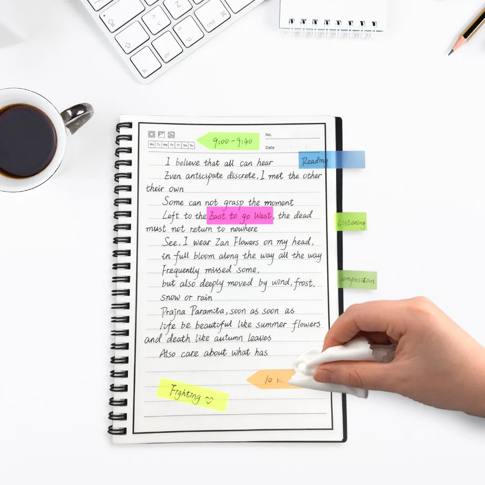 NEWYES Reusable Smart A5 Notebook Flash Storage Paper Notepad App Connection School Pocketbook Kids Gift with Erasable Pen 2019