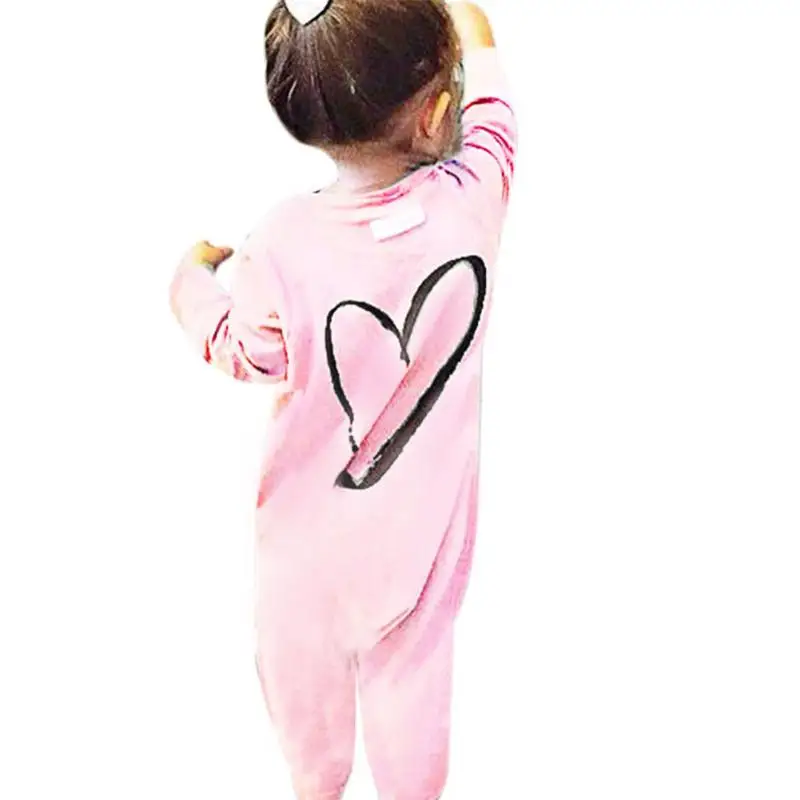 

Newborn Big Heart Printed Romper Infant Baby Long Sleeve Love Heart Printed Romper Cotton Pure Color Jumpsuit Soft Simple clothe