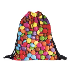 2018 модные унисекс 3D сумка на шнурке с рисунком сумка рюкзак со шнурками с разноцветными школьный Горячая Распродажа Бесплатная Shipping3.45 (25