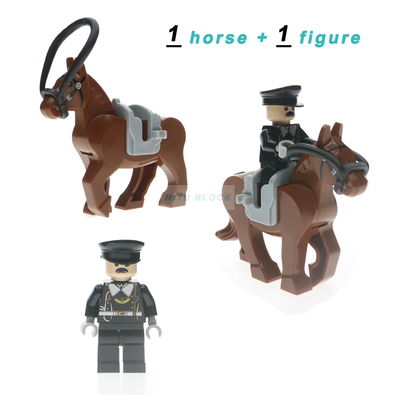

Legoinglys WW2 Russian Italy US UK germans British military army soldiers building blocks Military office with horse and bridle