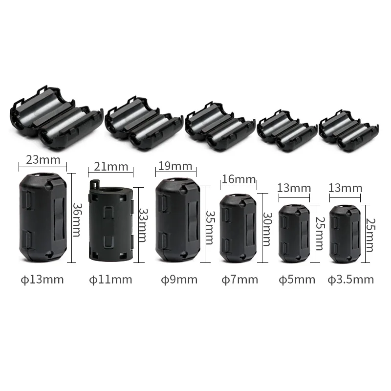 5PCS/Lot Clip-On Ferrite Ring Core Noise Suppressor For EMI RFI Clip Cable Active Components Filters